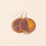 Purple and Gold Beaded Earrings