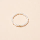 White Simple Beaded Ring