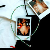 Green Satellite Metallic Beaded Necklace