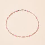 Pink Satellite Metallic Beaded Necklace